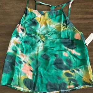 Anthropologie Vibrant Green and Pink Camisole
